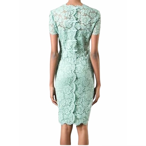 Valentino Dresses & Skirts - Valentino Bow Back Lace Sheath Dress Light Aqua 8
